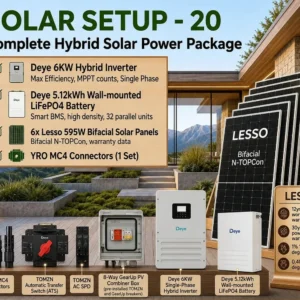 Deye 6KW Hybrid Solar Power Package | Deye 6KW Inverter with Deye 5KWh Battery & Lesso 595W 6 pcs Panels